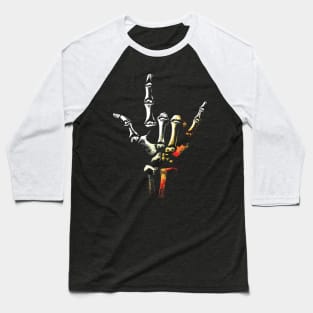 Rock n Roll Skeleton Hand Baseball T-Shirt